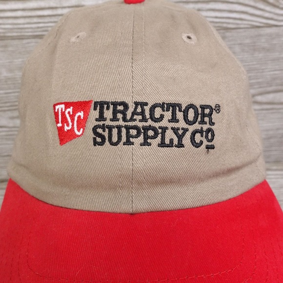 TRACTOR SUPPLY CO TSC TAN ,RED ADJUSTABLE BASEBALL HAT CAP NEW! - Picture 3 of 8